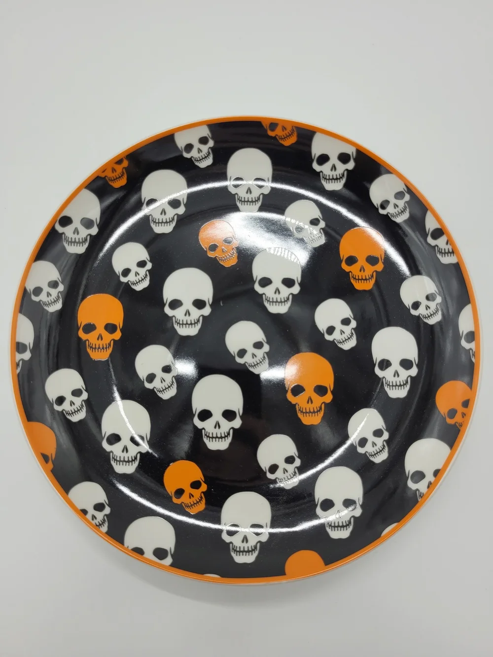 Oneida Vintro Halloween Accent Plates Black Orange White Set Of 2 Skull ONLY